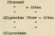 Aktenverzeichnis Pfarramt